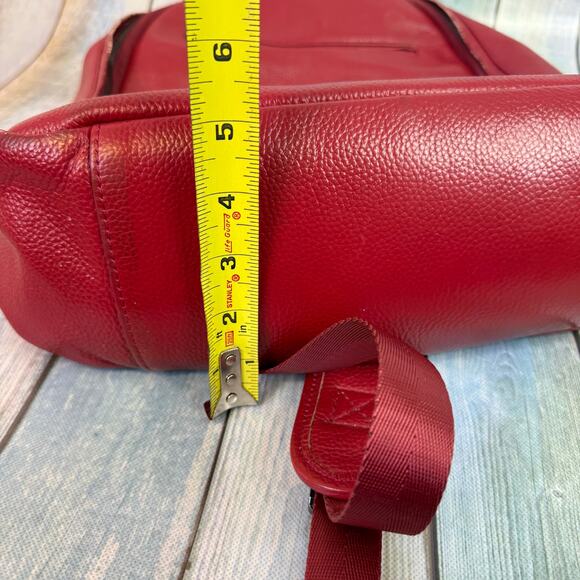 Damero Red Leather Backpack Keizer Double Strap Travel Bag Laptop Pockets - Picture 3 of 9